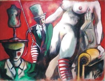 Pintura titulada "Kabaret" por Onelio Larralde, Obra de arte original