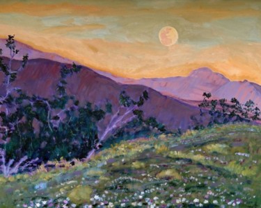 Painting titled "Borrego Moon" by Herscovitch Larry, Original Artwork, Oil