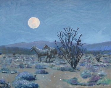 Painting titled "Borrego Moonlight M…" by Herscovitch Larry, Original Artwork, Oil