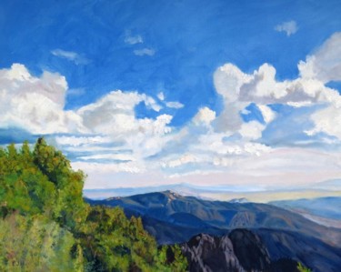 Painting titled "Sandia Peak Sky" by Herscovitch Larry, Original Artwork, Oil Mounted on Wood Stretcher frame