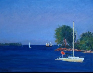 Painting titled "East Humber Bay Haz…" by Herscovitch Larry, Original Artwork, Oil