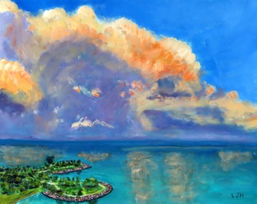 Painting titled "Two Islands Storm" by Herscovitch Larry, Original Artwork, Oil