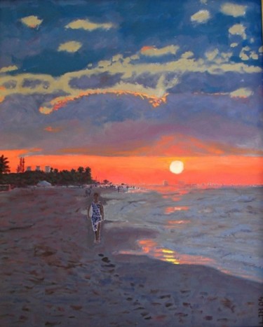 Painting titled "Cuban Sunset" by Herscovitch Larry, Original Artwork, Oil