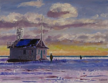 Peinture intitulée "Cherry Beach Sunset" par Herscovitch Larry, Œuvre d'art originale, Huile