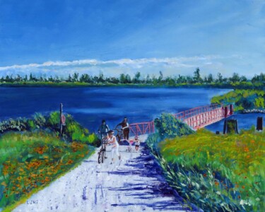 Painting titled "Leslie Spit Bridge" by Herscovitch Larry, Original Artwork, Oil