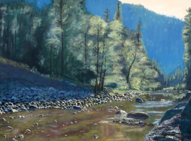 Schilderij getiteld "Merced River Flow" door Herscovitch Larry, Origineel Kunstwerk, Olie