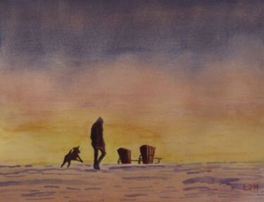 Pintura titulada "Frozen Misty Morning" por Herscovitch Larry, Obra de arte original, Acuarela