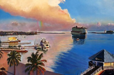 Peinture intitulée "Bahama Rainbow" par Herscovitch Larry, Œuvre d'art originale, Huile
