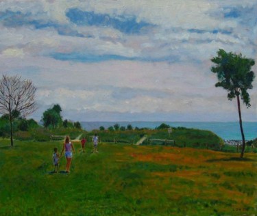 Painting titled "Family frollicking…" by Herscovitch Larry, Original Artwork, Oil