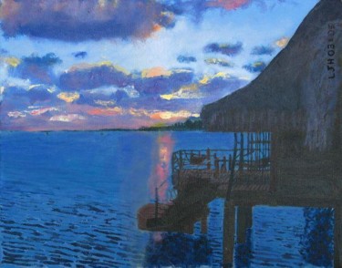 Painting titled "Tahitian sunset" by Herscovitch Larry, Original Artwork