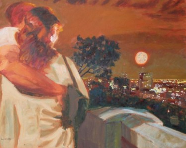Painting titled "Mount Royal Lovers" by Herscovitch Larry, Original Artwork, Oil
