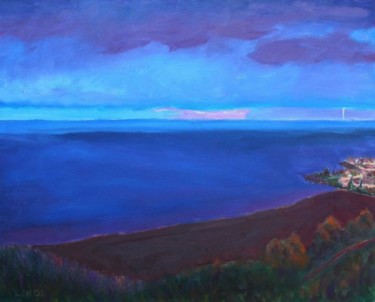 Painting titled "Stormy Bluffs" by Herscovitch Larry, Original Artwork, Oil