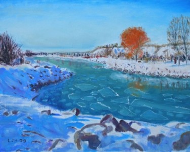 Painting titled "Winter Bluffs" by Herscovitch Larry, Original Artwork, Oil