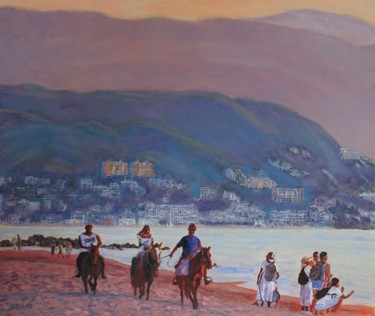 Painting titled "Sunset Riders" by Herscovitch Larry, Original Artwork, Oil