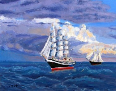 Painting titled "Rough seas ahead" by Herscovitch Larry, Original Artwork, Oil