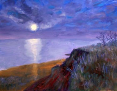 Painting titled "Full Moon Spring Bl…" by Herscovitch Larry, Original Artwork, Oil