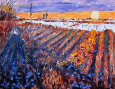 Painting titled "Leslie Spit Sunset" by Herscovitch Larry, Original Artwork, Oil