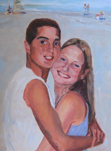 Painting titled "Young Love" by Herscovitch Larry, Original Artwork, Oil