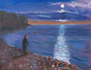 Pittura intitolato "Perigee Moon" da Herscovitch Larry, Opera d'arte originale, Olio