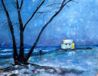 Painting titled "Cherry Beach Snow S…" by Herscovitch Larry, Original Artwork, Oil