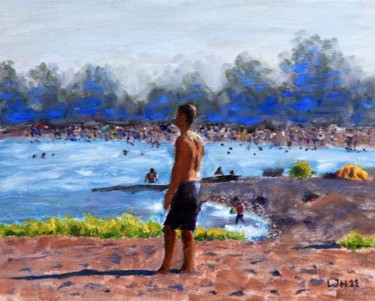 Painting titled "Ash Bridges Bay Haz…" by Herscovitch Larry, Original Artwork, Oil