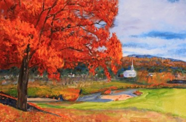 Painting titled "Autumn in Vermont" by Herscovitch Larry, Original Artwork, Oil