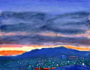 Painting titled "Vegas Twilight" by Herscovitch Larry, Original Artwork, Oil