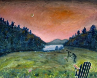 Peinture intitulée "Jordon Pond Twilight" par Herscovitch Larry, Œuvre d'art originale, Huile