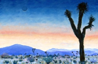 Malerei mit dem Titel "Joshua Tree Sunset" von Herscovitch Larry, Original-Kunstwerk, Öl