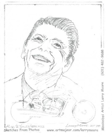 Drawing titled "Regan" by Mississippi Artist Larry Moore, Original Artwork