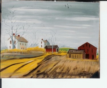 Drawing titled "Barn Houses" by Mississippi Artist Larry Moore, Original Artwork