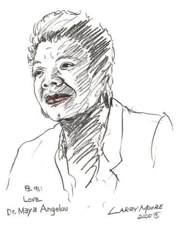 Drawing titled "Maya Angelou" by Mississippi Artist Larry Moore, Original Artwork