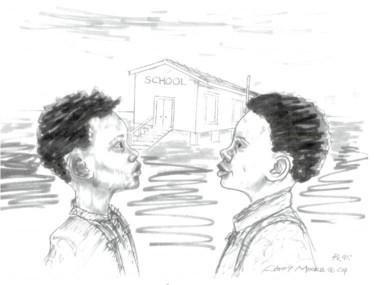 Drawing titled "me and my brother" by Mississippi Artist Larry Moore, Original Artwork
