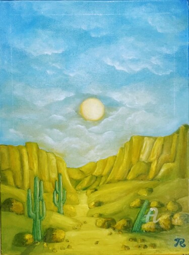 Malerei mit dem Titel "Le Desert Americain" von Lart Des Femmes Du Monde, Original-Kunstwerk, Öl