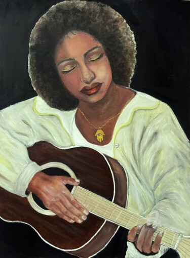Schilderij getiteld "La Musicienne" door Lart Des Femmes Du Monde, Origineel Kunstwerk, Olie