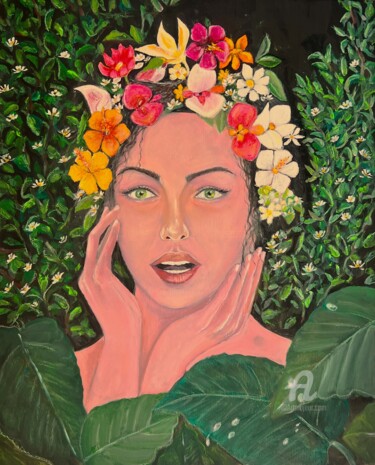 Peinture intitulée "L'Essence De Nature" par Lart Des Femmes Du Monde, Œuvre d'art originale, Huile