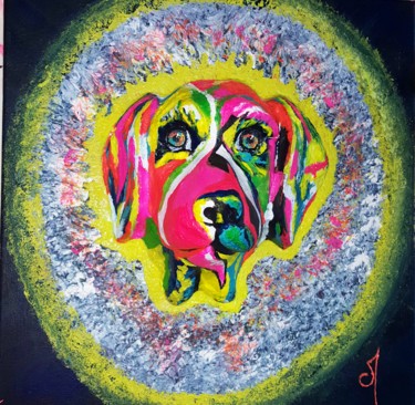Painting titled "THE PET MASK" by Cecilia Macis, Original Artwork, Acrylic
