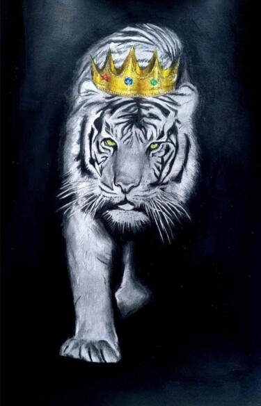 Drawing titled "Le Roi Tigre" by Lartmada17, Original Artwork, Pencil