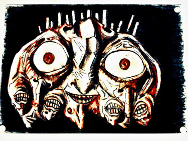 Σχέδιο με τίτλο "Creepy DoubleFace" από Lartnestpasdemain, Αυθεντικά έργα τέχνης, Μολύβι