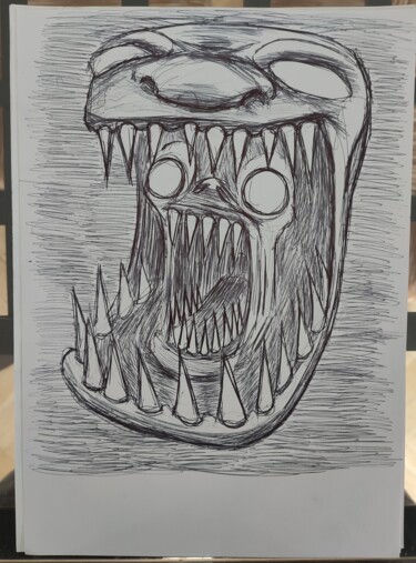Drawing titled "Fractal Mouth" by Lartnestpasdemain, Original Artwork, Ballpoint pen