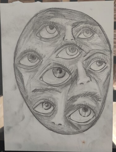 Desenho intitulada "Eyes Only" por Lartnestpasdemain, Obras de arte originais, Lápis
