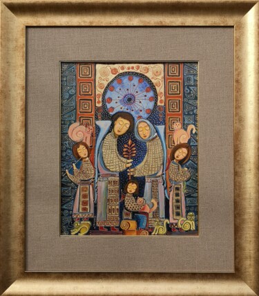 Schilderij getiteld "RURAL - MAGICAL WIT…" door Larysa Czagan, Origineel Kunstwerk, Olie Gemonteerd op Frame voor houten bra…