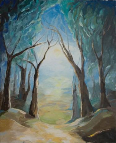 Painting titled "Air  and  trees" by Larysa Jaromska, Original Artwork, Oil