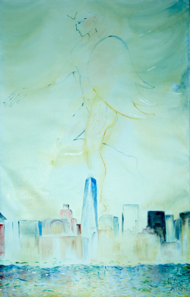 Painting titled "Angel of NY" by Larysa Jaromska, Original Artwork