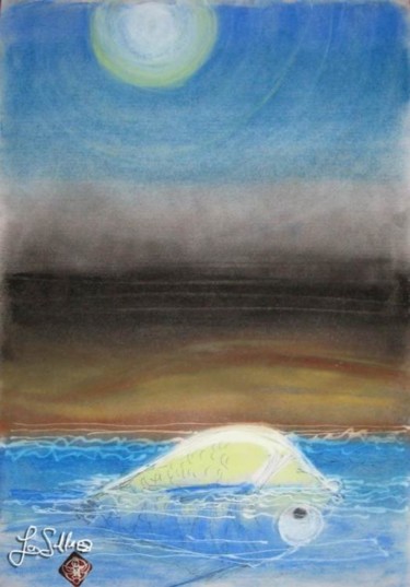 Peinture intitulée "Bain de Lune" par La Salle, Œuvre d'art originale, Huile