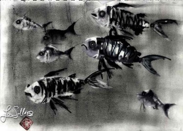 Peinture intitulée "La Gang de Fish" par La Salle, Œuvre d'art originale, Huile