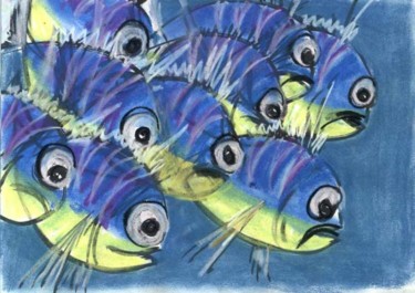 Peinture intitulée "La Gang de Fish 1" par La Salle, Œuvre d'art originale, Huile