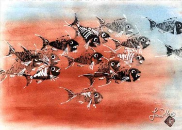 Peinture intitulée "La Gang de Fish 3" par La Salle, Œuvre d'art originale, Huile
