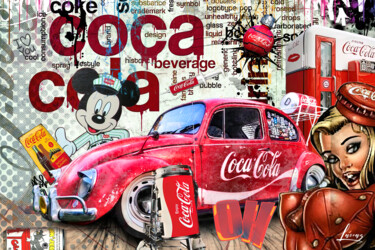 Digitale Kunst mit dem Titel "Coca Cox" von Lascaz, Original-Kunstwerk, Fotomontage