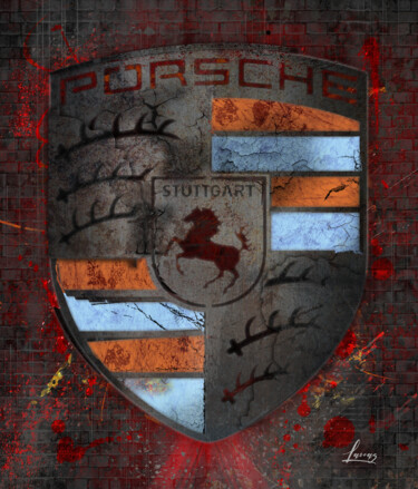 Digital Arts με τίτλο "Tableau Porsche Pop…" από Lascaz, Αυθεντικά έργα τέχνης, Ψηφιακή εκτύπωση